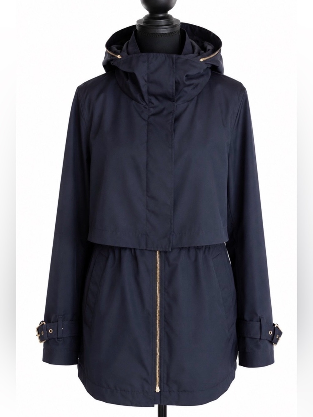 Zara Black Technical Rain Anorak Jacket Hidden Hood   Size S